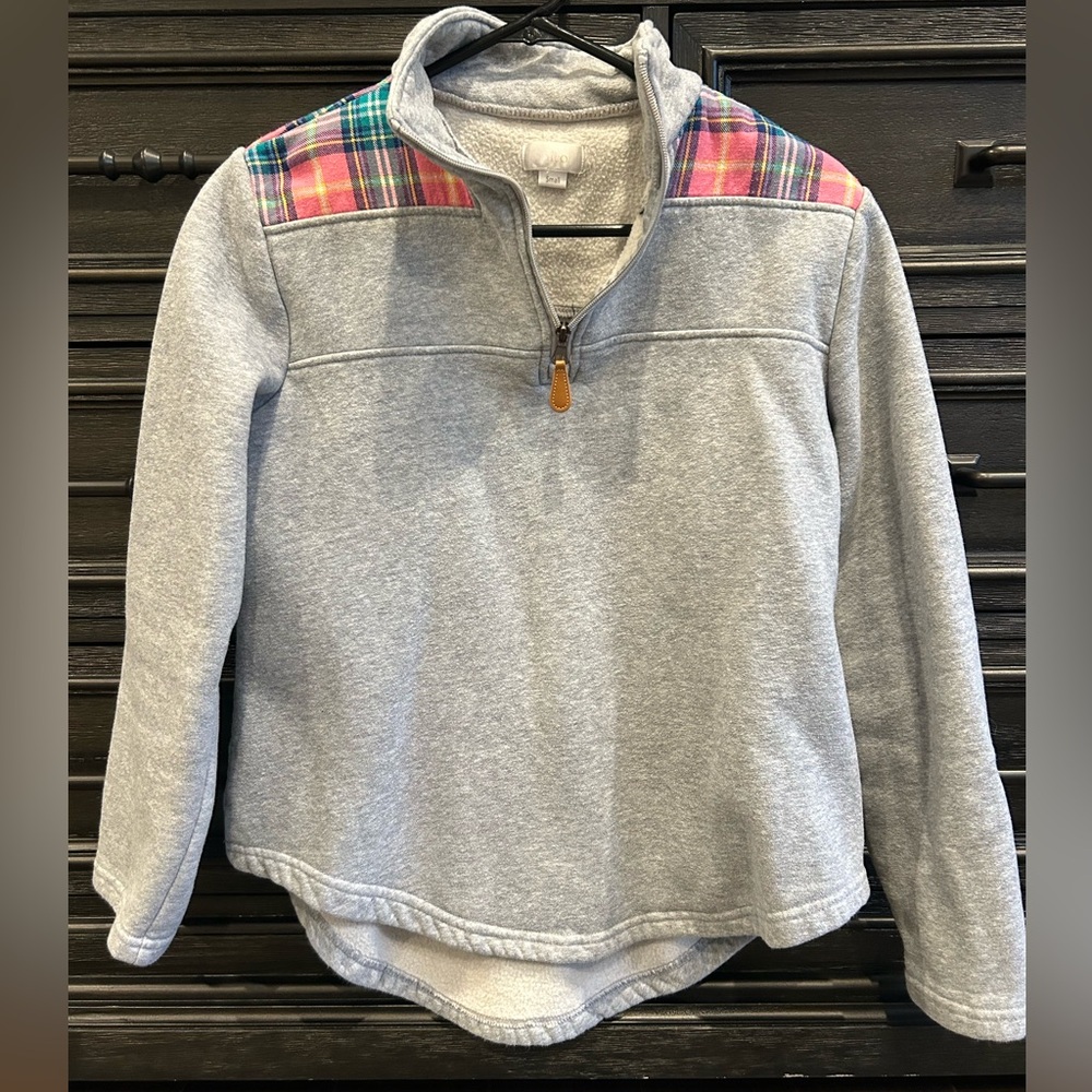 Top it Off gray pullover quarter zip with quilted accents size small